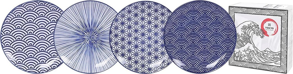 Handgemaakte Porseleinen Borden - Nippon Blue Design (25,7 cm)