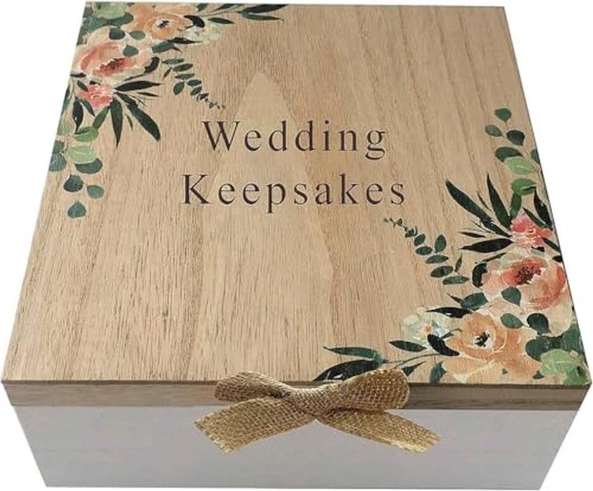 Houten Trouwdag Keepsake Box - Mr en Mrs Hartjes