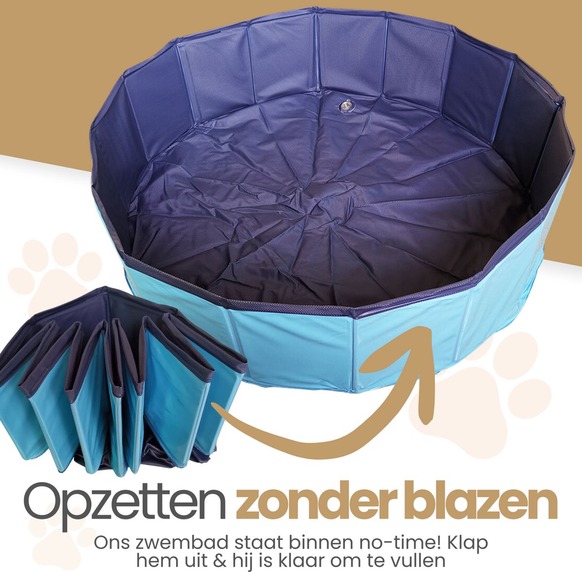 Dogs&Co® Hondenzwembad 100x30 cm Blauw - Zwembadje voor huisdieren - Honden zwembad - Hondenbad - Bad voor Honden en kinderen - Opzet zwembad - 100x30cm - Blauw thumbnail 6