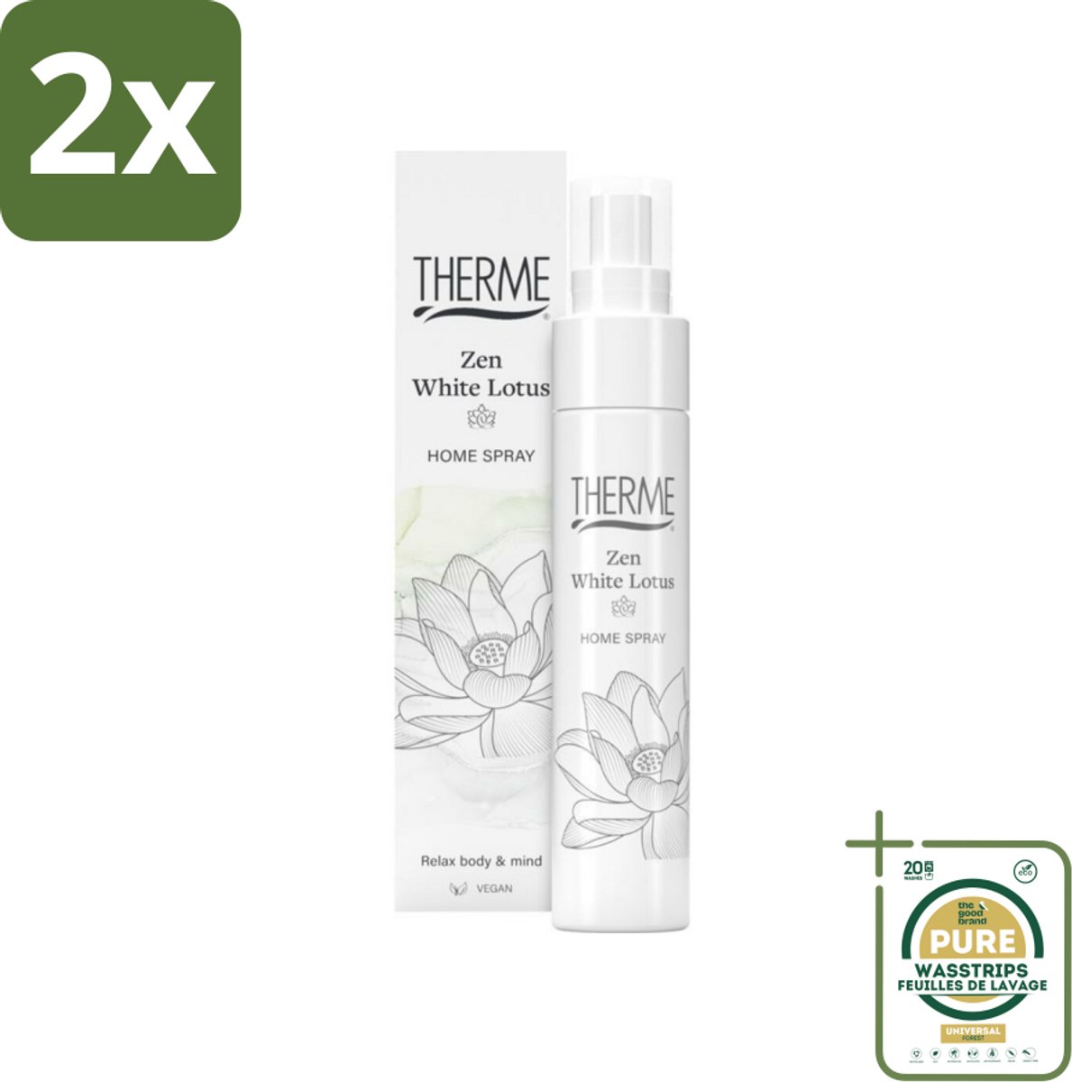 Therme - Zen White Lotus - Interieurspray - Langdurige Geur - Aromatisch - 60ml - Voordeelverpakking - 2 stuks - Witte lotus - Rust