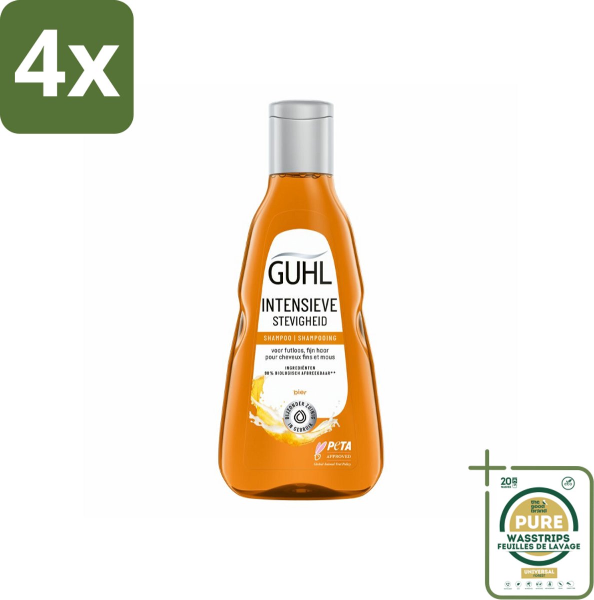 Guhl - Shampoo - Intensieve Stevigheid - 250 ml - Voordeelverpakking - 4 stuks - Dun haar - Slap haar