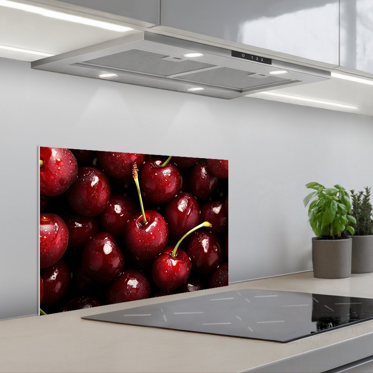 KitchenYeah Spatscherm 60x40 cm Zelfklevende achterwand Rood Fruit Kersen Keuken muurbeschermer Spatwand fornuis