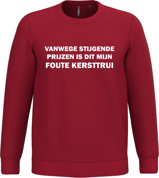 Kersttrui Vanwege Stijgende Prijzen | Foute Kersttrui heren dames | Christmas Sweater | Rood | maat M