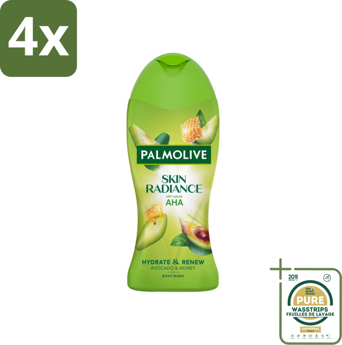 Palmolive – Douchegel – Skin Radiance Avocado Honey – 250 ml - Voordeelverpakking - 4 stuks - Huidverzorging - Stralende huid