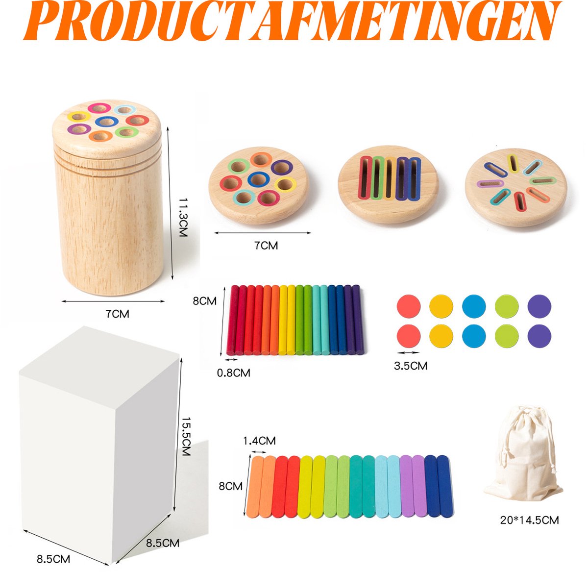Educatief 3-In-1 Houten Speelgoed Voor Kinderen 1-3 Jaar - Sorter- En Stapelspel - Motorische Vaardigheden En Sensorisch Ontwikkelingsspeelgoed - Peuterspeelgoed En Cadeau