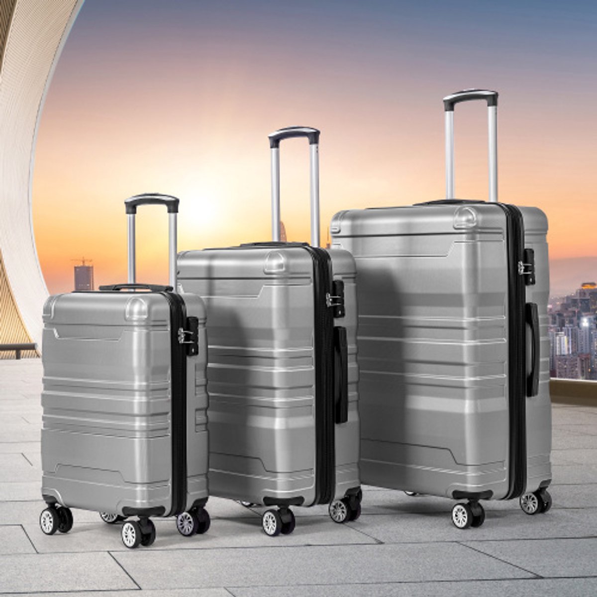 3-delig Handbagage Koffer Set – TSA-slot, Universele Wielen, Uitbreidbaar, Zijhandgreep