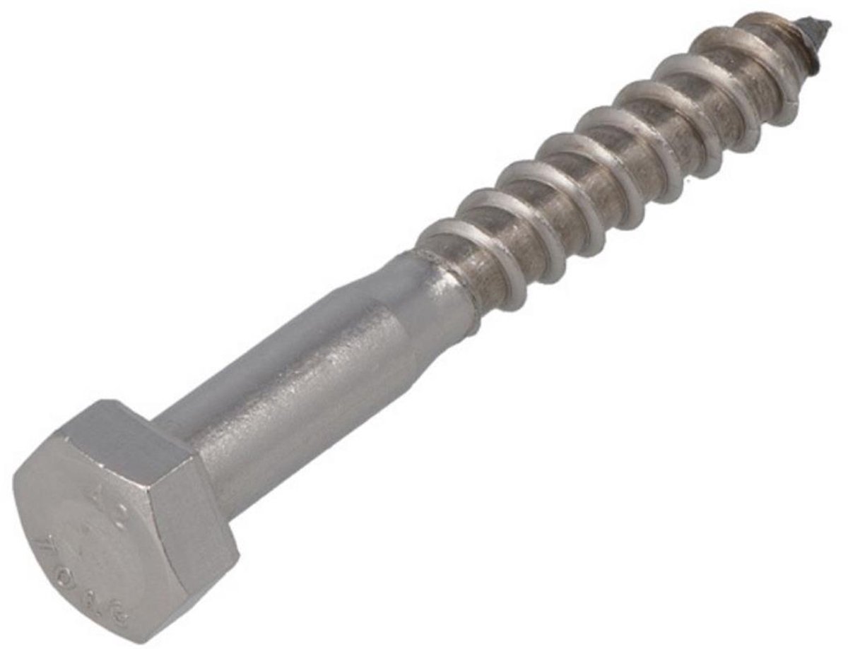Houtdraadbouten - DIN571 Zeskant - M10 x 90mm - RVS (100 stuks)