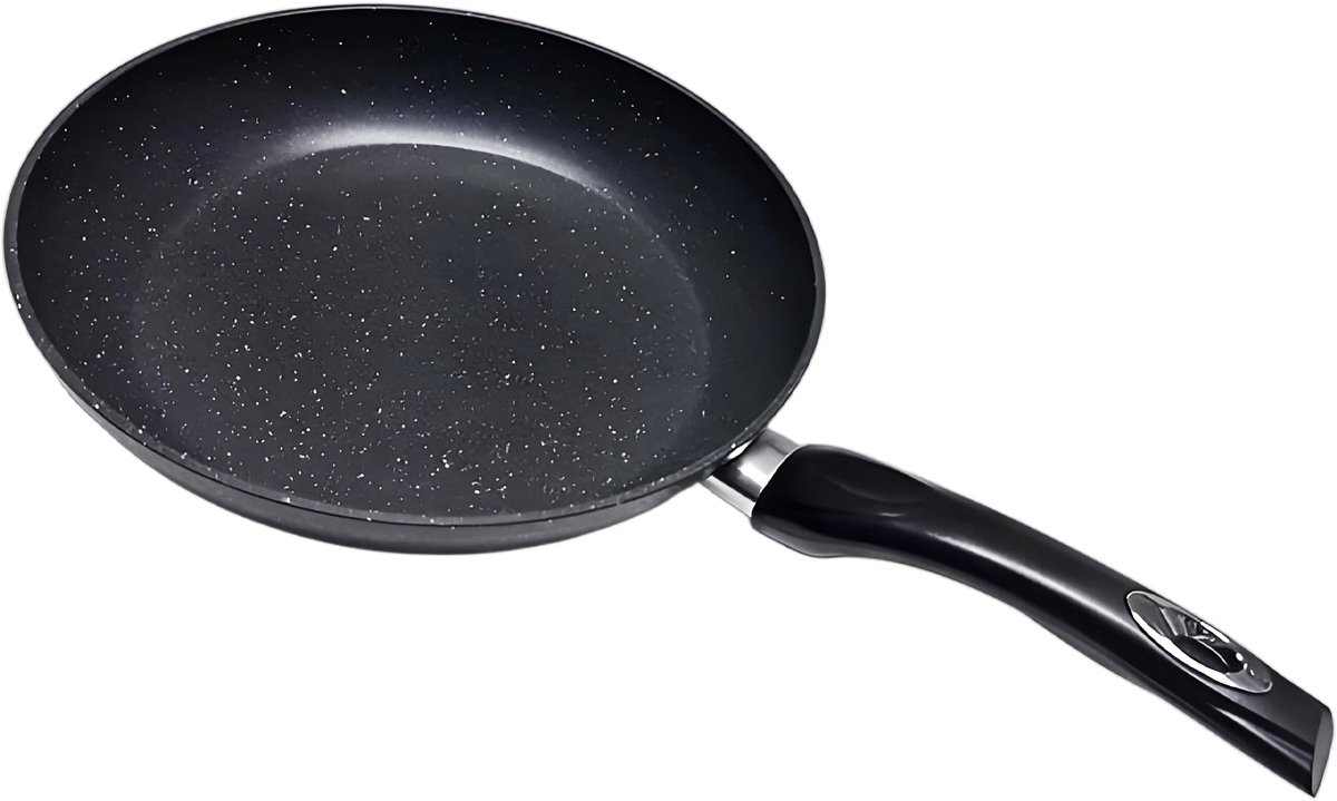 Koekenpan Ø 28 cm - PFAS & PTFE vrij – Robuust Aluminium (Heavy Duty) – Marmerlook – Inductie, Elektrisch, Keramisch & Gas – Diep Model (5.5 cm) met Hoge Rand – Duurzame Anti-aanbaklaag – Graniet Effect Bakpan – Koudgreep – Universele Inductiepan