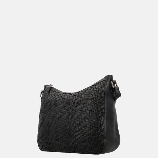 Sac à bandoulière Hide & Stitches inspiré de l'illusion - Bandoulière - Femme - Cuir - Tissé à la main - Zwart - 100 % Cuir