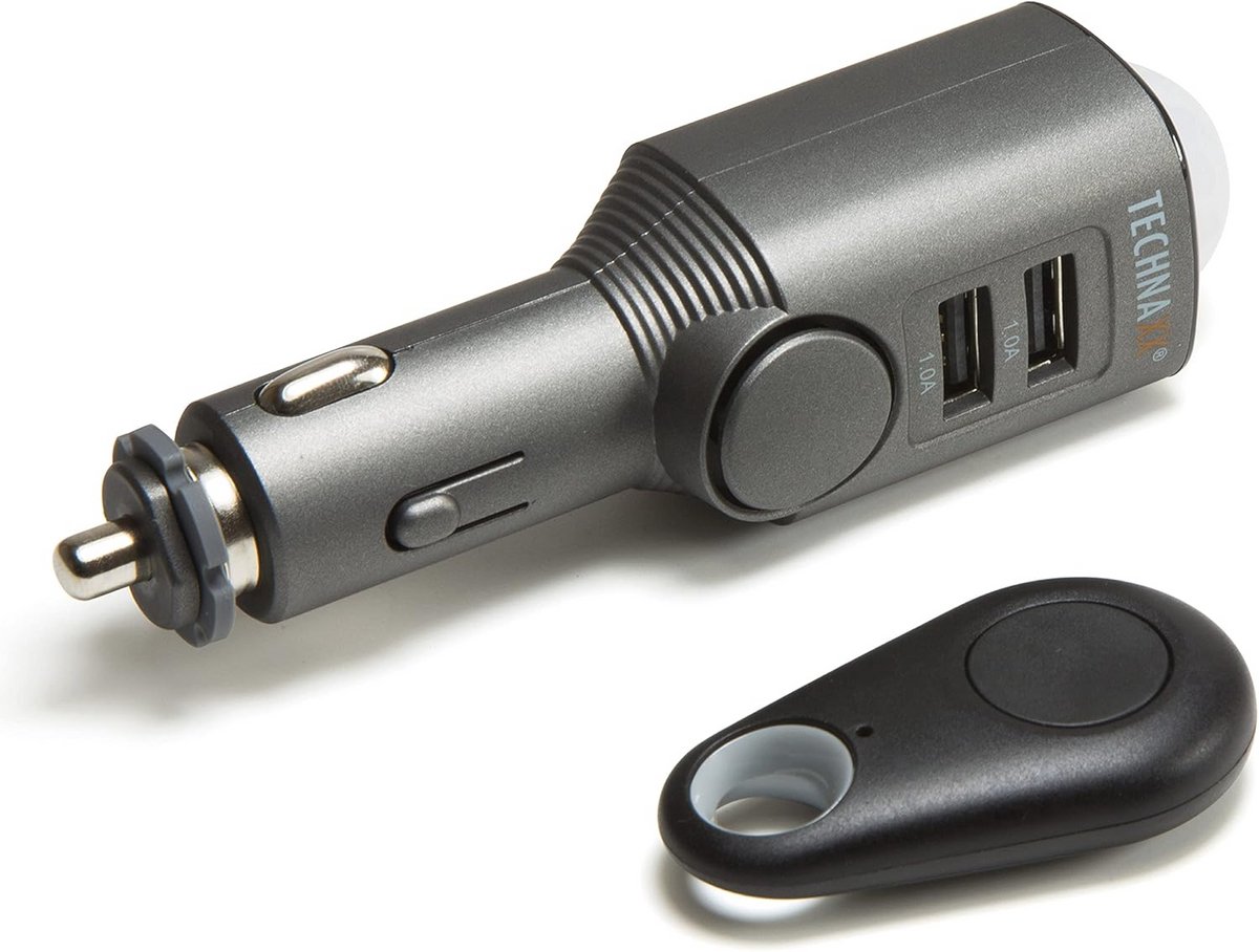 Mini alarm met bewegingsdetectie en afstandsbediening voor auto, camper en boot - 110 dB geluidsalarm, 6 dagen standby en 2x USB oplader