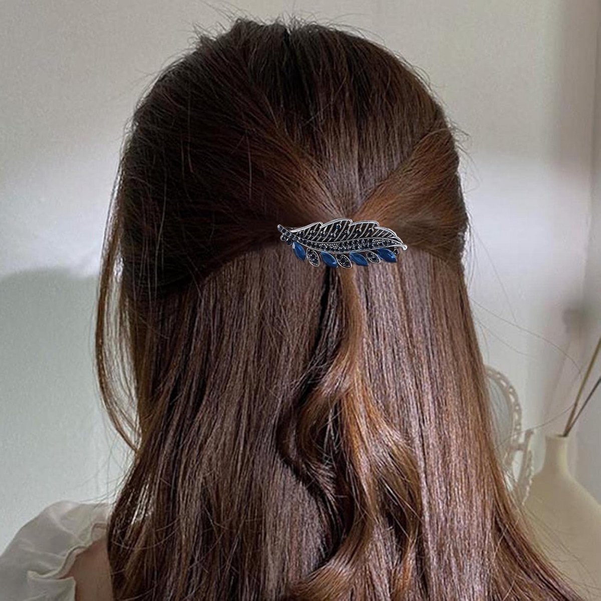 Glanzende Kristallen Bruidshaarspeld met Bladeren - Stijlvol Haaraccessoire