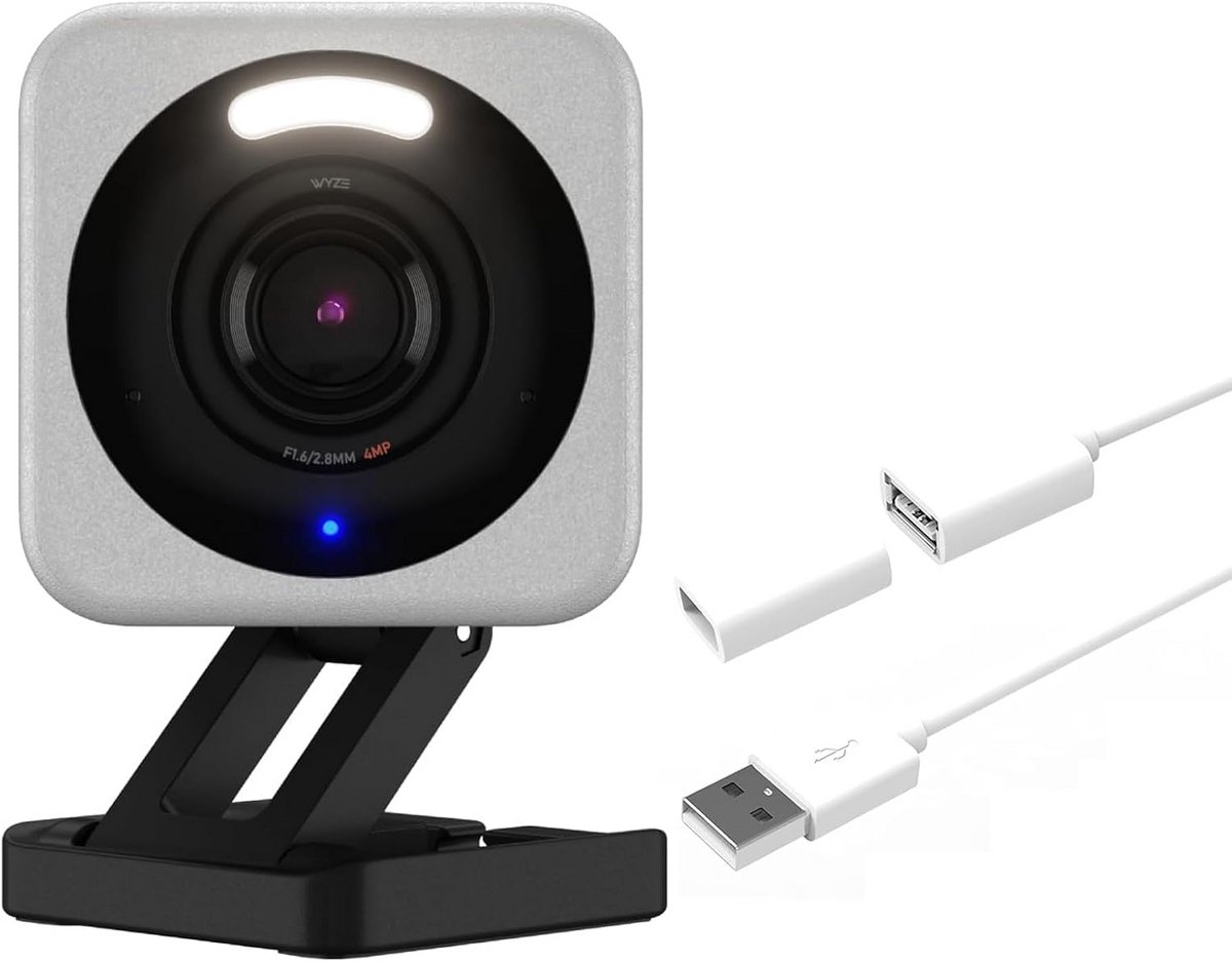 Beveiligingscamera met 20ft Verlengkabel - 2,5K WiFi Binnen/Buiten, Nachtzicht, Bewegingsgestuurd, Cloud- en SD-kaartopslag