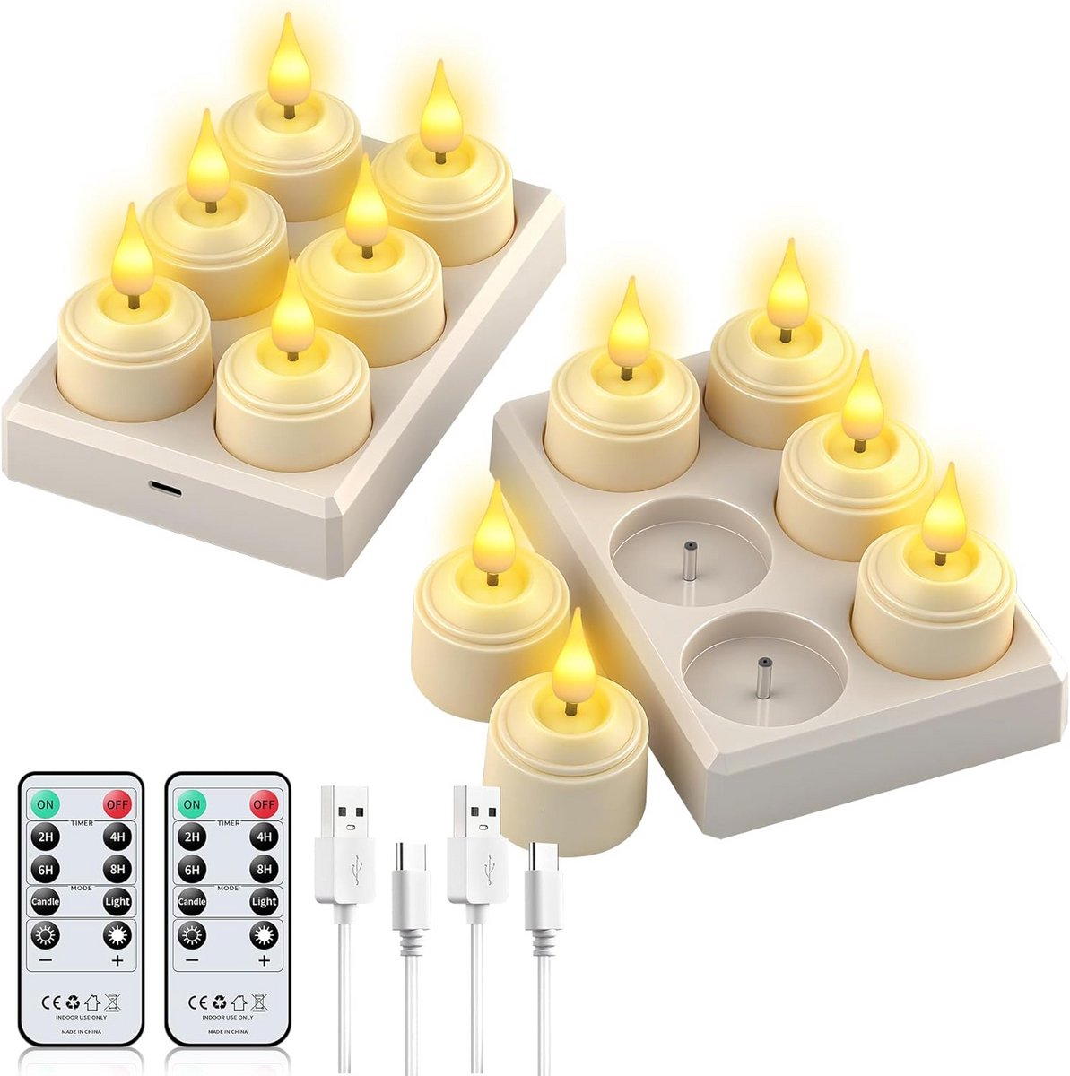 Set van 12 theelichtjes met afstandsbediening en timer voor huisdecoratie en feesten