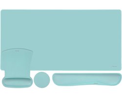 MOSISO Toetsenbord muismat set, grote gaming pad & toetsenbord polssteun & onderzetter, ergonomische antislip muismat en gemakkelijk typen kussen met traagschuim voor thuiskantoor, aquamarijn