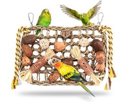 Vogel Speelgoed voor Papegaaien en Parkieten - Natuurlijk Houten Kauwspeelgoed voor Vogels