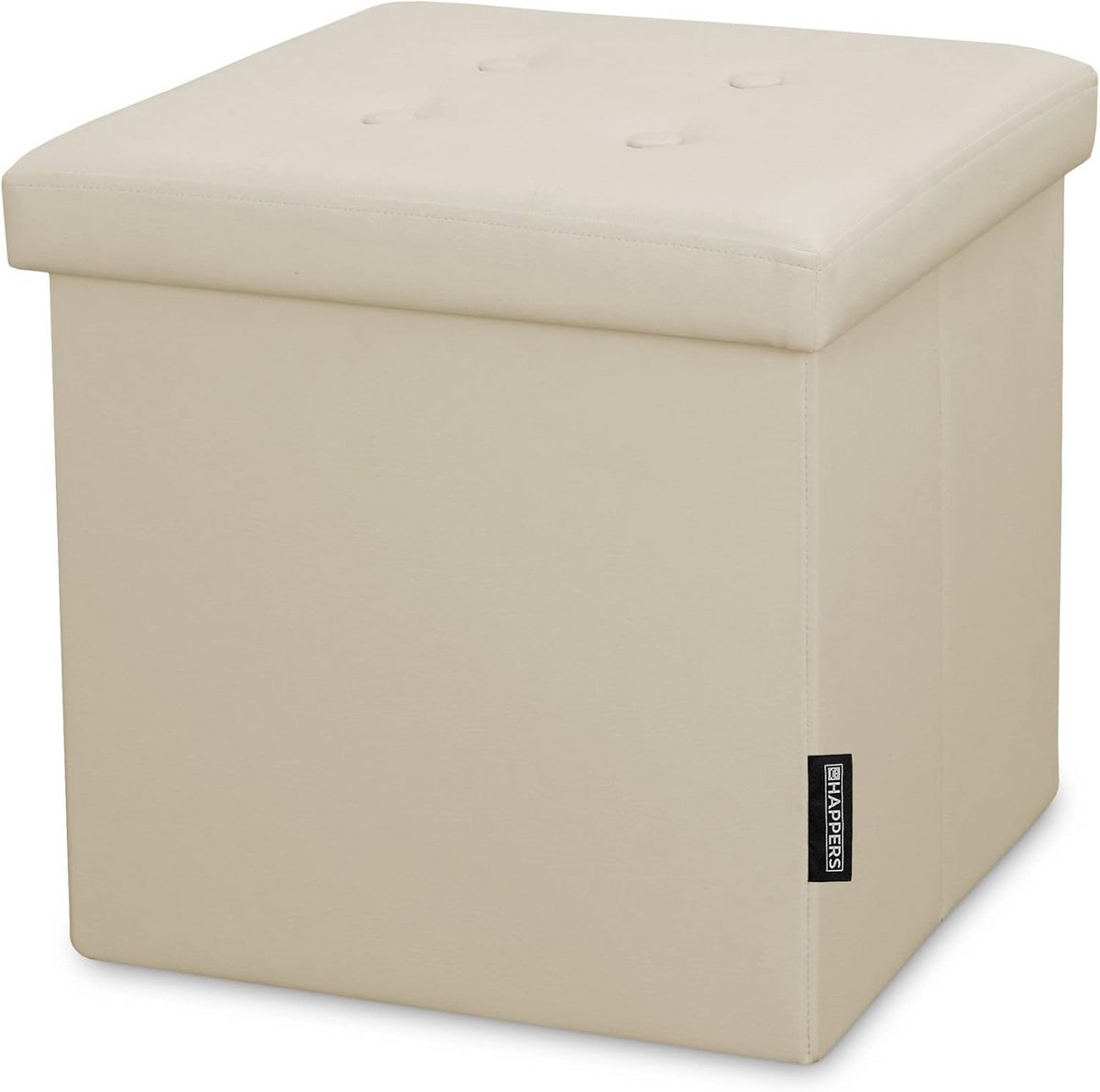 Opvouwbare Opbergkruk Beige 38x38x38 cm - Plofkussen Voetenbank met Ruime Opslag