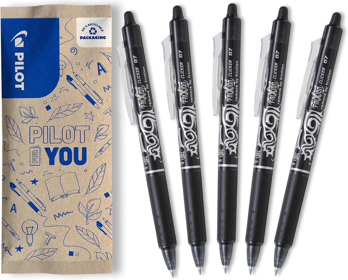 Navulbare Uitwisbare Rollerbalpen 0.7mm - Zwart - Thermogevoelige Inkt Met Drukmechanisme