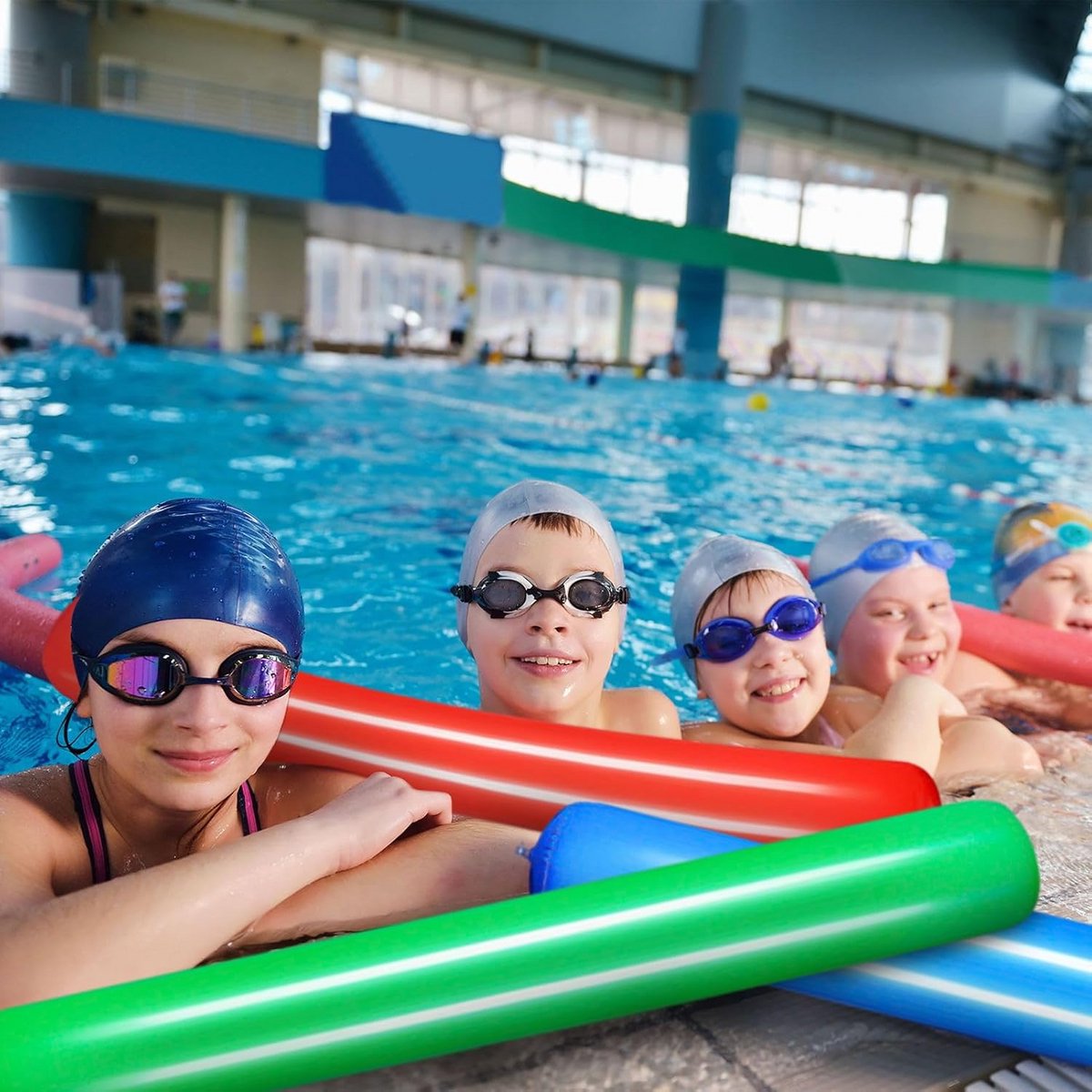 Zwemnoedels voor kinderen en volwassenen - 4 stuks opblaasbare drijfsteunen voor zwembad en aquasport – foto 4