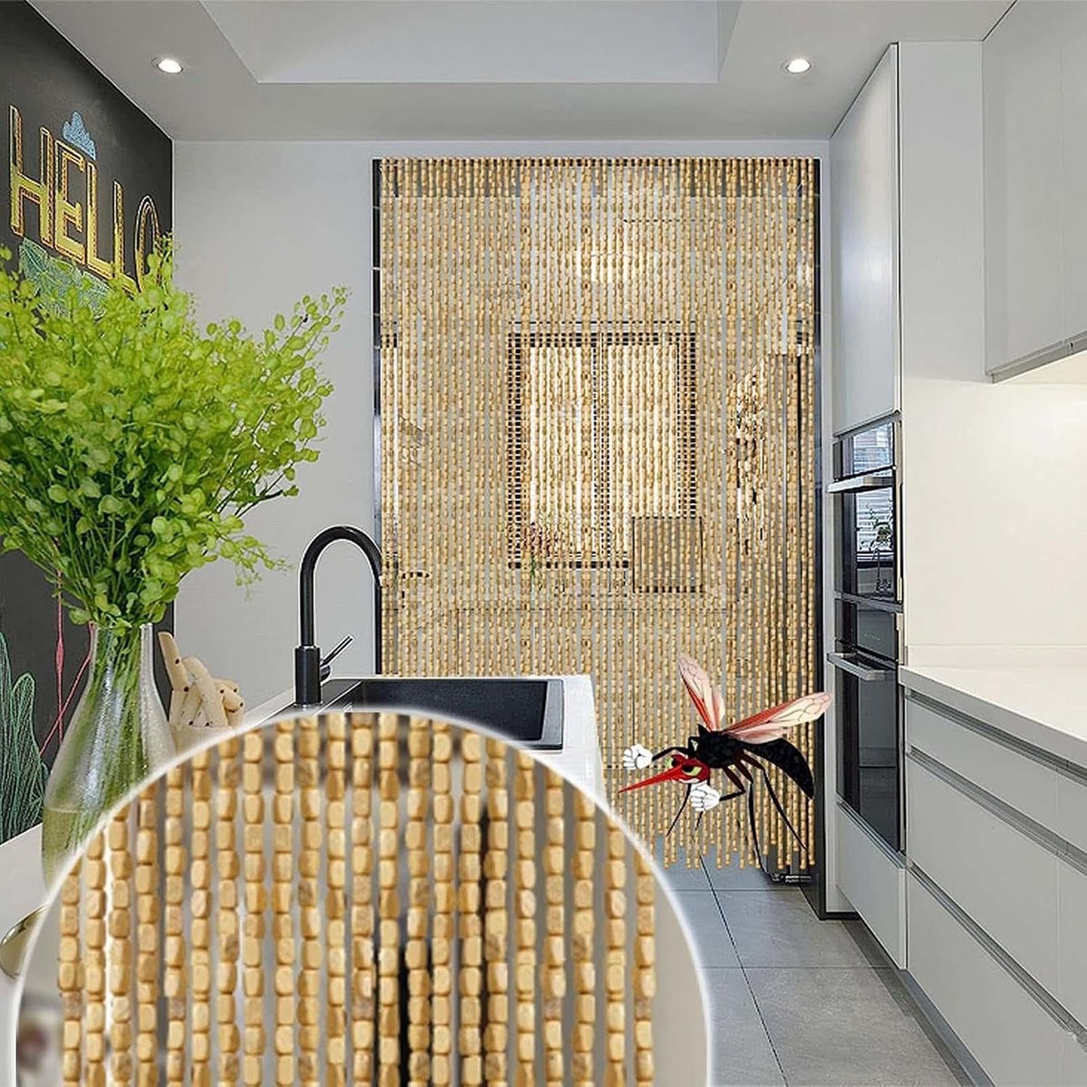 Handgemaakt Bamboe Kralengordijn 60x200 cm - Duurzaam en Ademend Deurgordijn