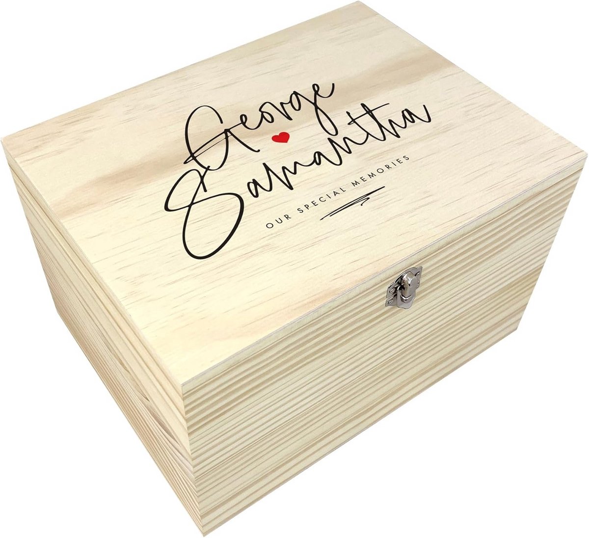 Houten Herinneringsdoos met Namen voor Jubileum en Bruiloft