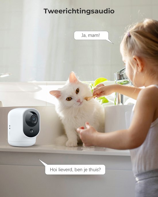 COCOCAM 2K Binnen Camera - Draadloos met 5200mAh Batterij - 360° Draai - AI Mensherkenning Beveiligingscamera - Baby & Huisdier Monitor - Werkt met Alexa van Merkloos — afbeelding 5