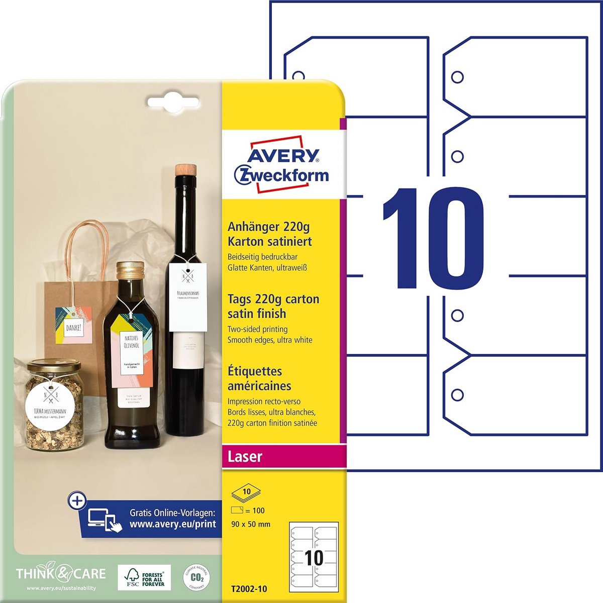 100 Stevige Rechthoekige Hangers met Koorden 90x50mm Wit Voor Bedrukken