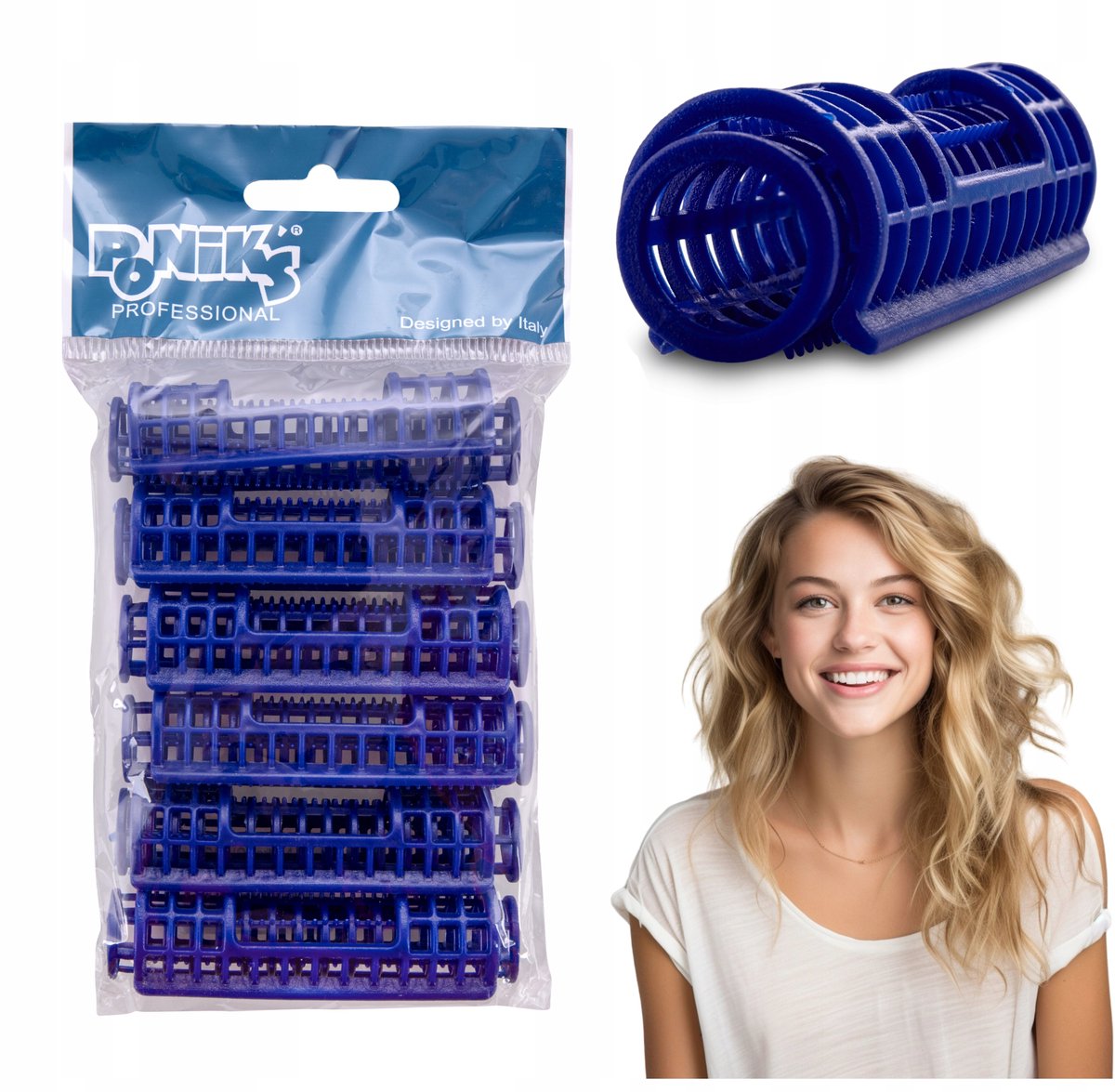 Poniks Haarklemmen Met Opzetstukken Voor Krullen - 17mm 6st - Zwart, Voor Professioneel Gebruik