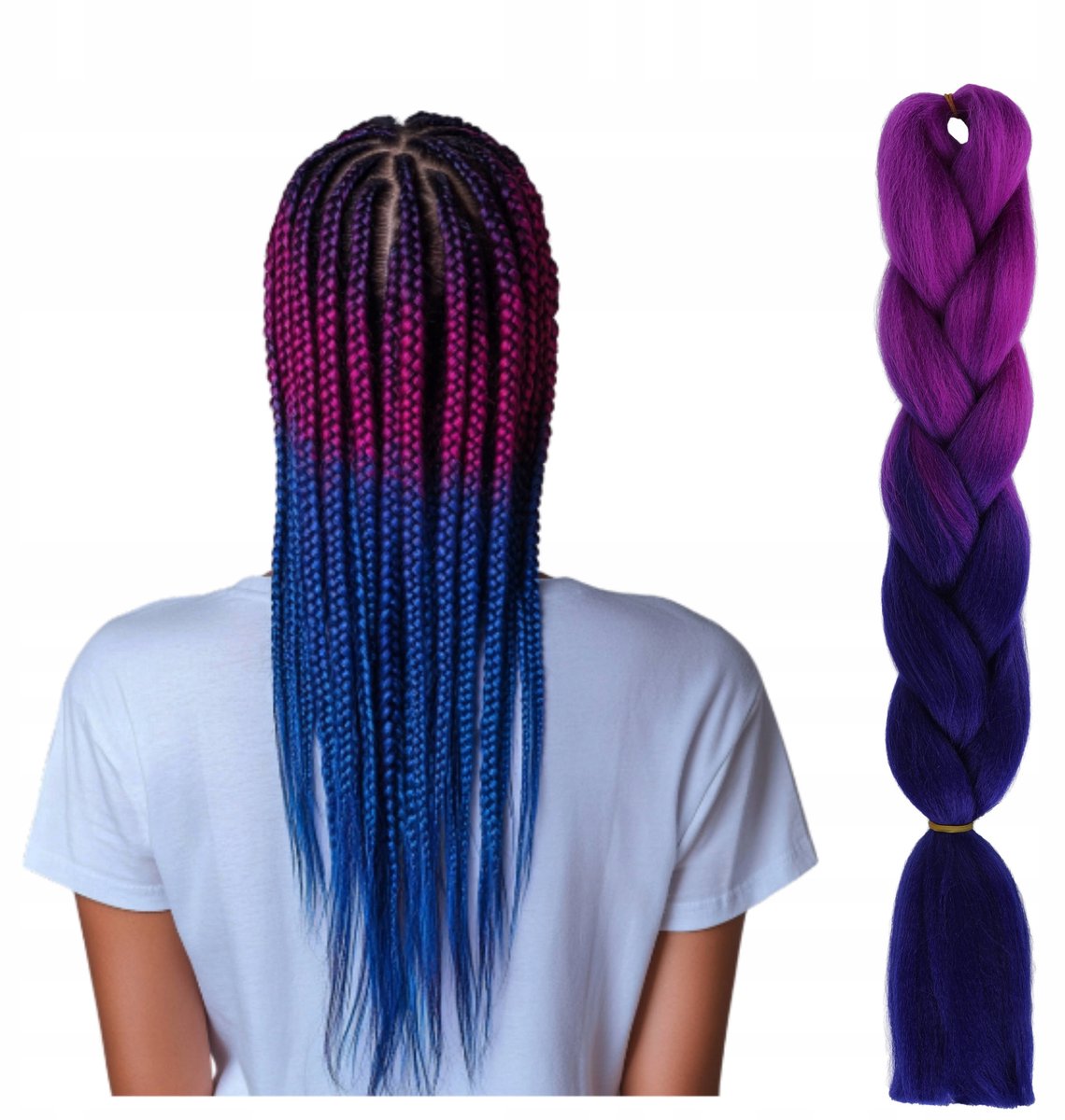 Poniks Wlokken Synthetische Haarkleur Ombre - Voor Vlechten - Kunstmatige Haarverlenging 60 cm