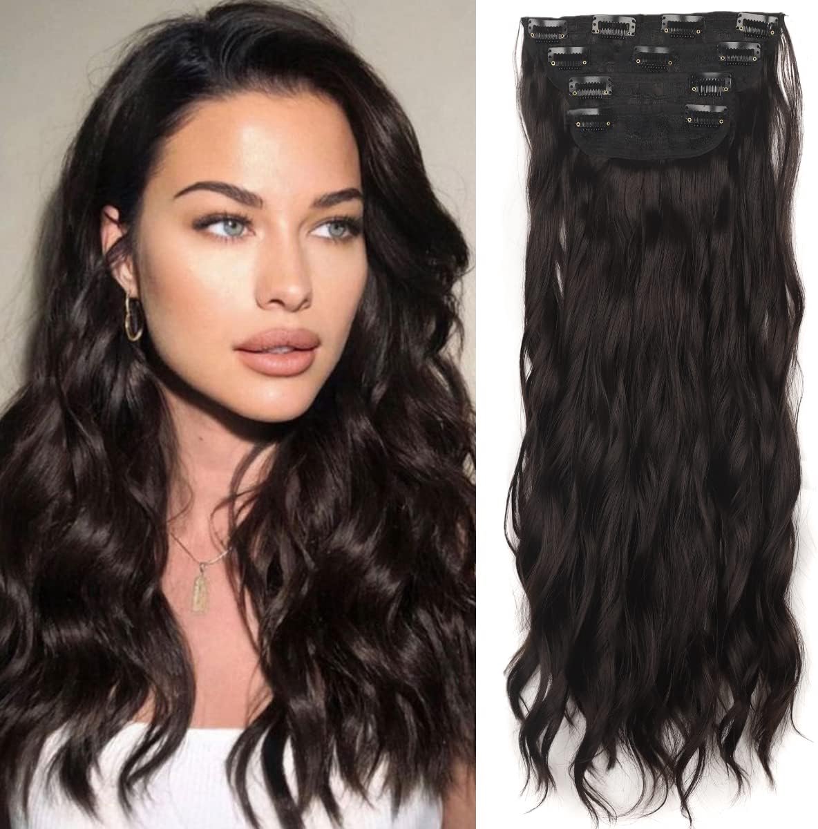 Clip-in Haarstukjes met Clips voor Volume en Lengte - Krullend Synthetisch Haarstuk