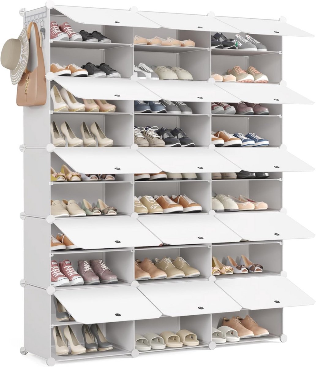 Hoog Duurzaam Schoenenrek 10 Niveaus - Ruimtebesparende Kast voor 60 Paar Schoenen - Wit