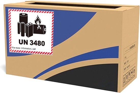 PACK4YA UN3480 Lithium-ion Batterijtransport Stickers – 20 Stuks, 110x120 Mm, Zelfklevend, Waterbestendig