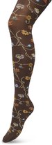Bonnie Doon Fleurs Tights 80 Denier Marron Foncé Femme Taille S/M - Imprimé Fleurs - Coutures Lisses - Confort de Port Maximum - Collant Floral - Collant Chique - Festif - Floral - Coloré - Imprimé Fleuri -Marron - Fougère - BP221906.6