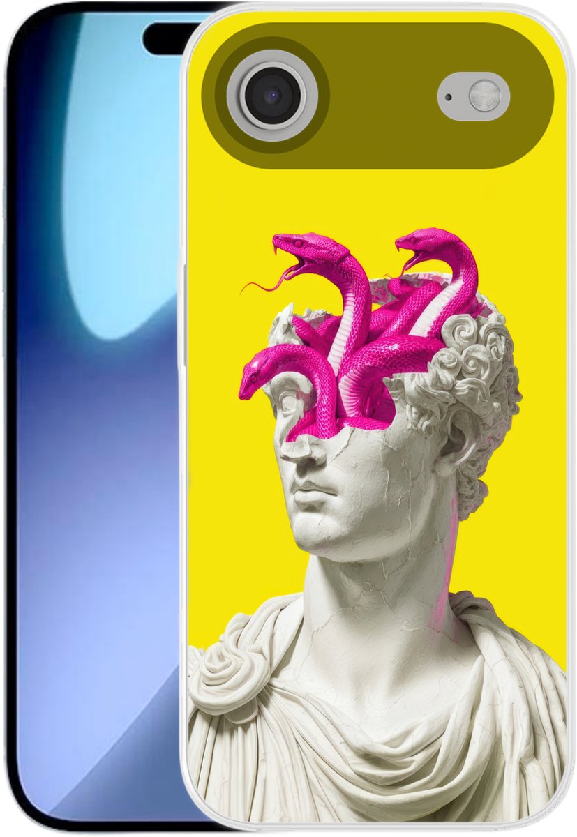 Telefoonhoesje Geschikt voor iPhone Air hoesje - Buste - Slangen - Geel - Siliconen Telefoonhoesje Telefoonhoesje