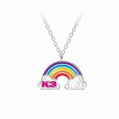 K3 - zilveren ketting meisjes - regenboog met glitterwolkjes - 925 zilver