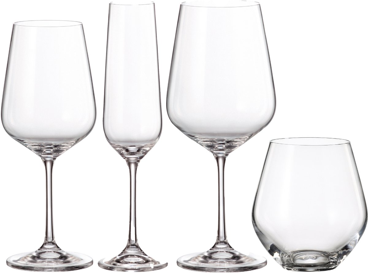 Bohemia - Glazenset Tori - 24-delig - Wijnglazen, Champagneglazen & Waterglazen - Kristalglas