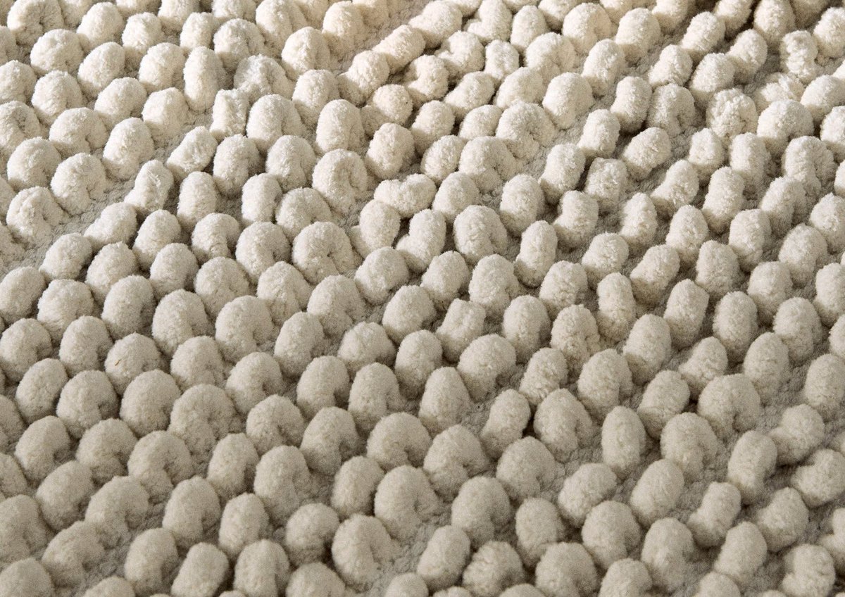 Zohome Badmat Fabrizio - Off White - Badkamermat - Bidetmat - Badmat Antislip - 40% Katoen 60% Polyester - 60x60 cm