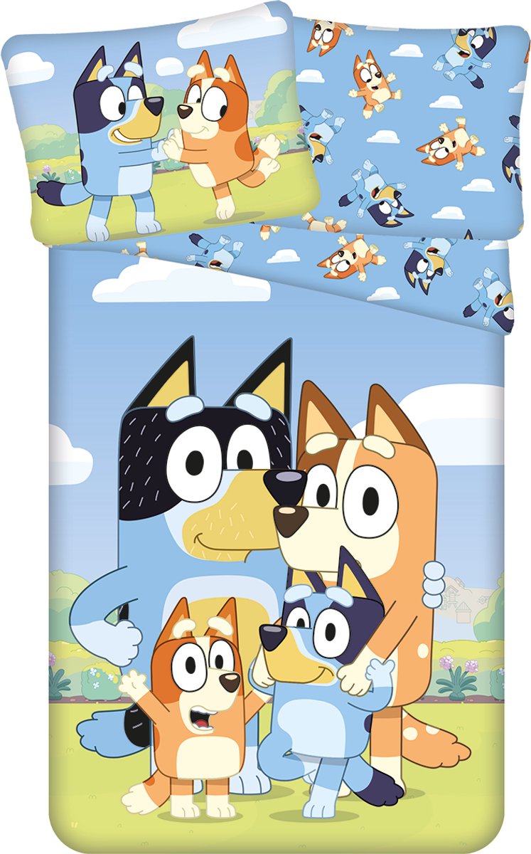 Bluey Dekbedovertrek Happy Family - 140 x 200 cm / 70 x 90 cm - Katoen