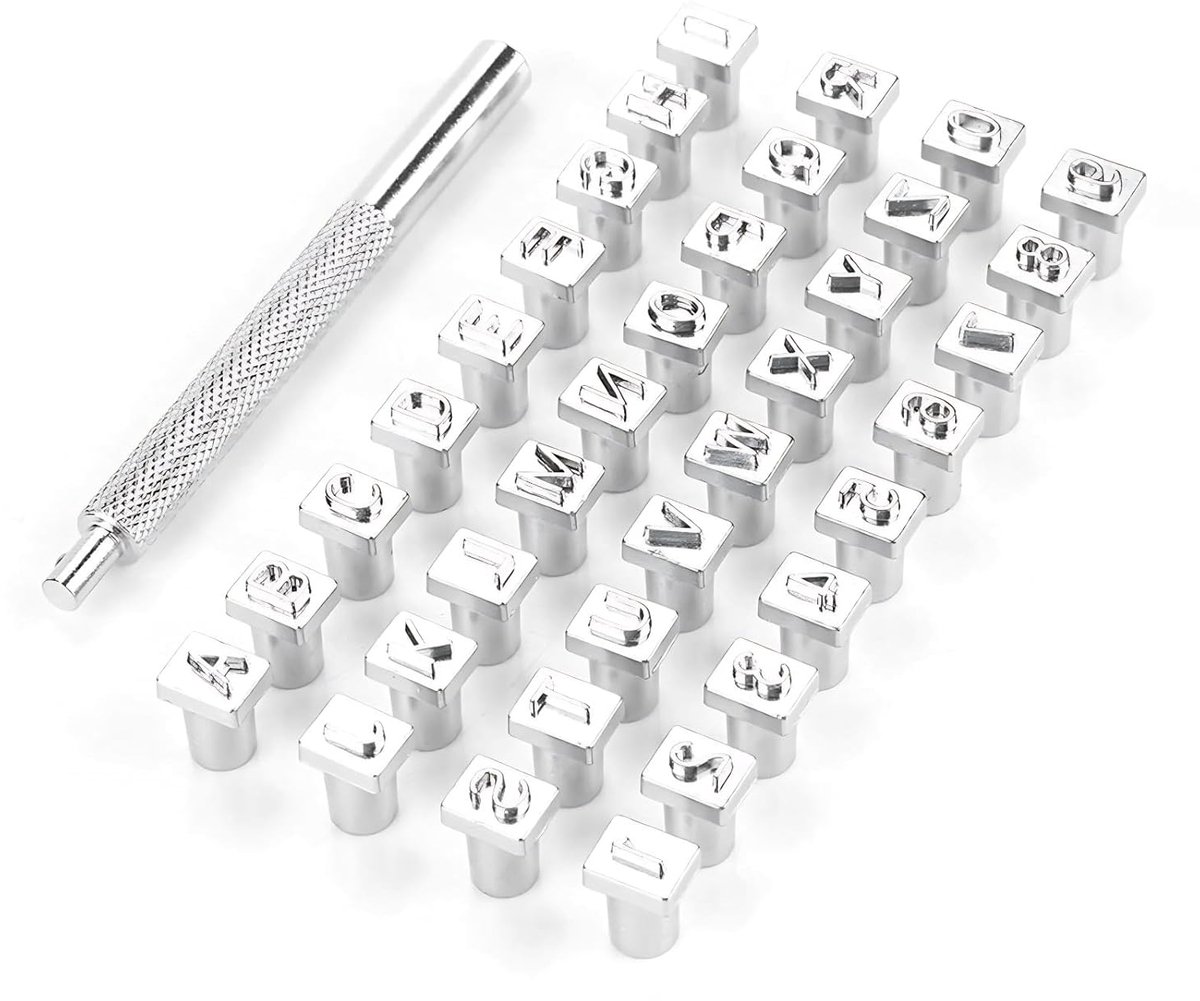 TRANKIELO® - 36-delige stansset voor leer – stalen perforator voor cijfers & letters – 6 mm