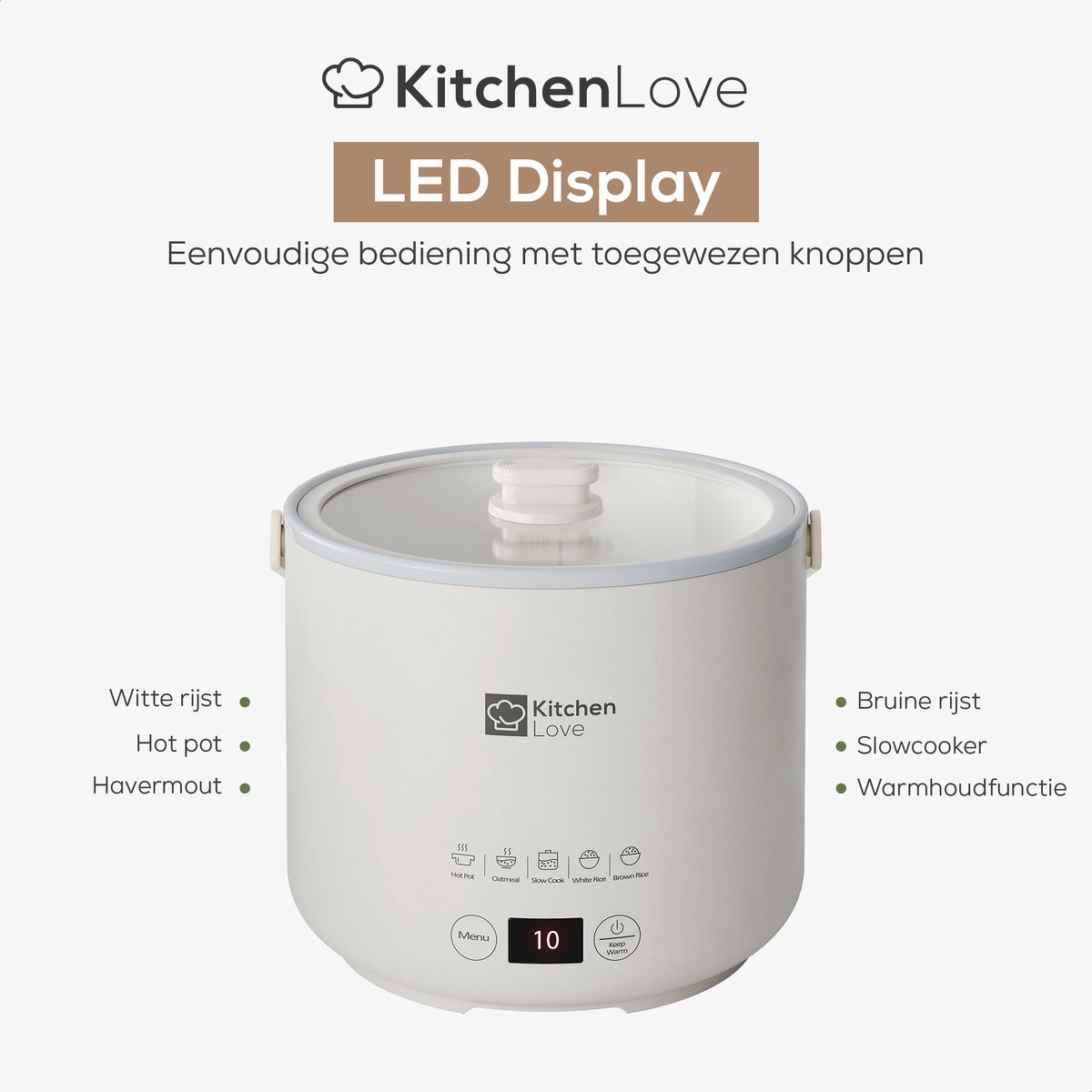 KitchenLove Mini Rijstkoker 0.4L - Multicooker voor 1-2 Personen thumbnail 3