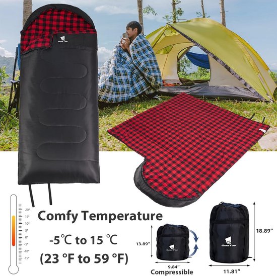 XXL Slaapzak Flannel 4 Seizoenen Extra Groot voor Volwassenen - Kamperen en Outdoor van Merkloos — afbeelding 4
