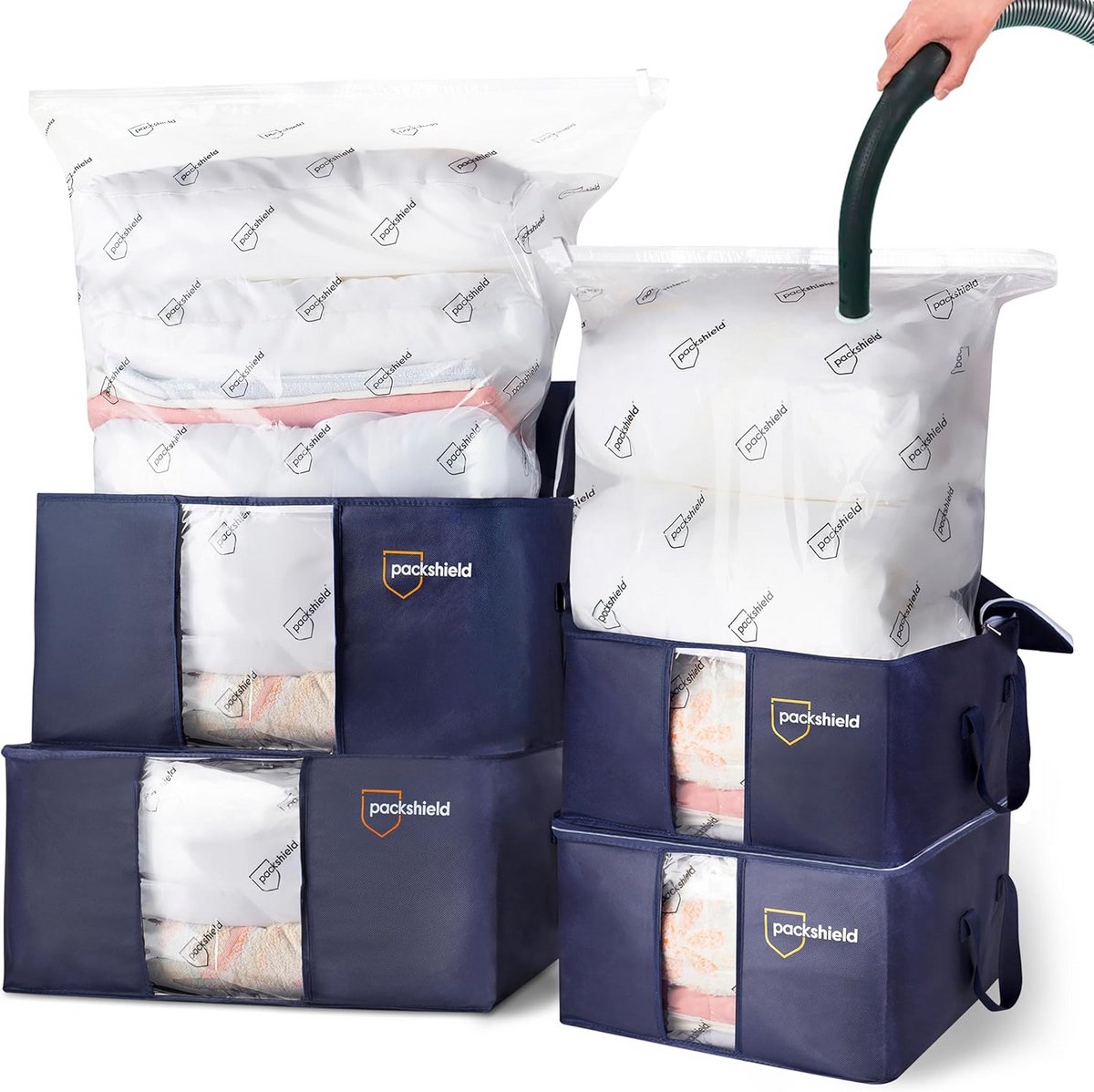 XXL Set Opbergzakken met Stofzuiger Compatibiliteit - Compressie voor Dekbedden, Kleding en Kussens