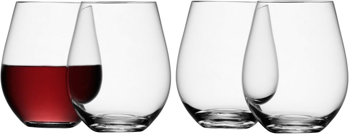 Set van 2 Mondgeblazen Rode Wijnglazen 53 ml - Ambachtelijk Glaswerk