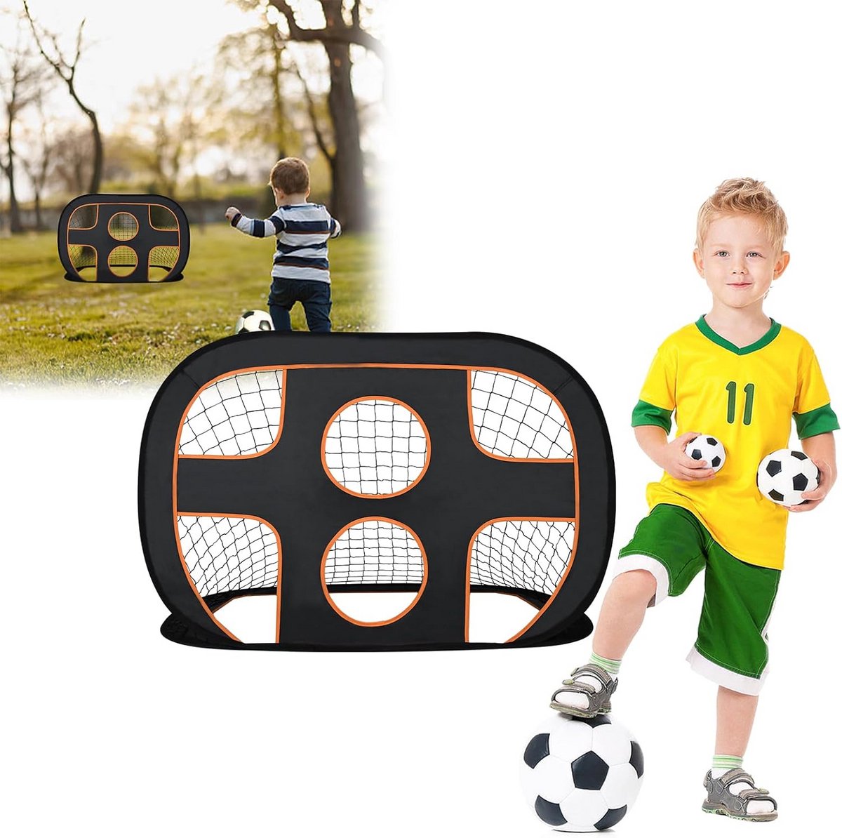 Opvouwbaar Voetbaldoel 2-in-1 voor Kinderen en Jongeren - Training & Spel met Schietgaten - 121x80x80 cm