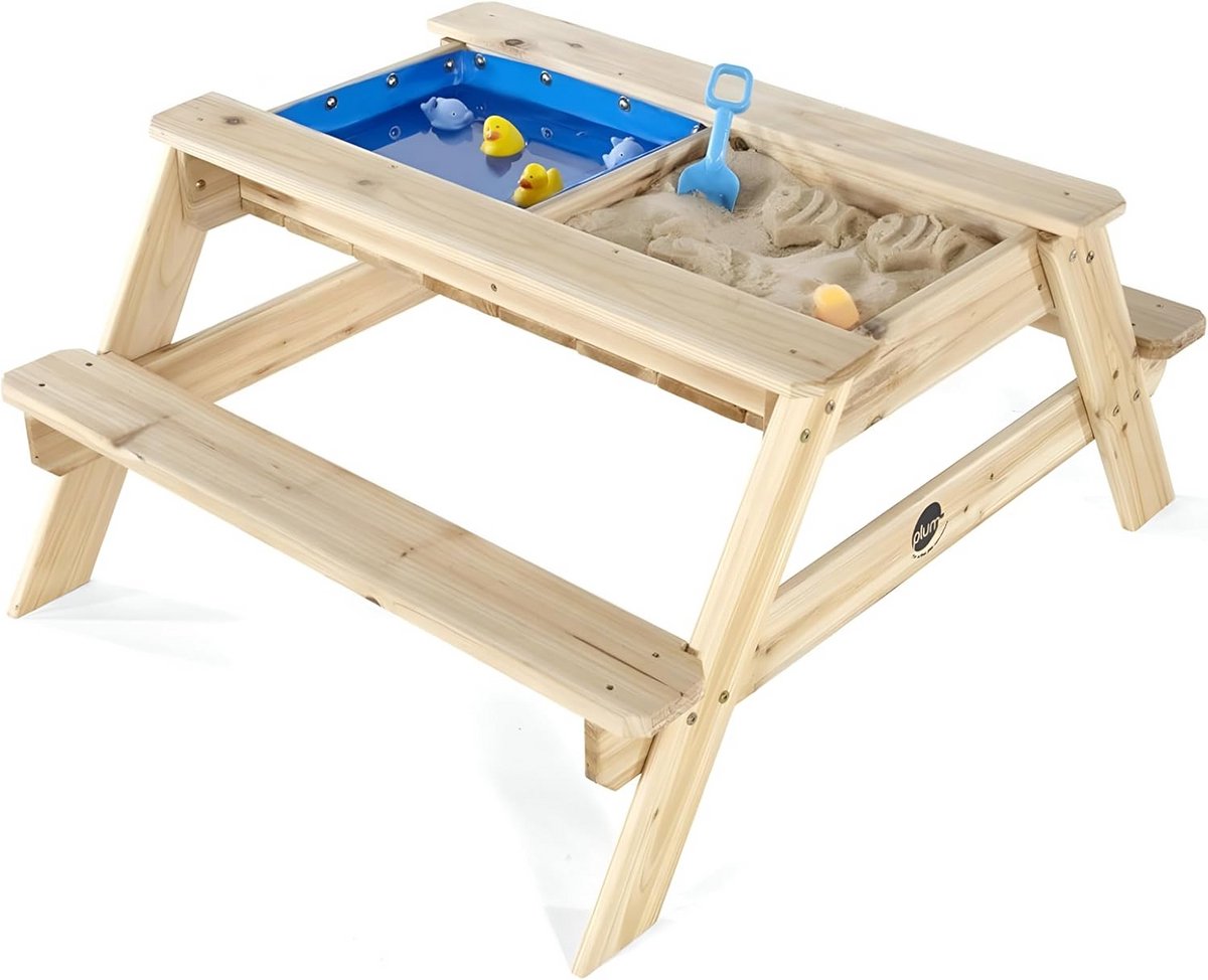 Houten Picknicktafel met Zand- en Waterbak voor Buitenspelen