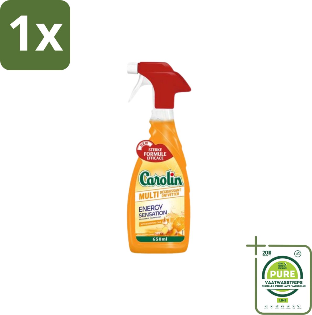 1 x Carolin – Keukenreiniger – Multi Ontvetter Energy Sensation – 650 ml - Keukenreiniger - Vet Verwijderen - Ontvetter - Keuken Schoonmaken - Aangebakken Resten