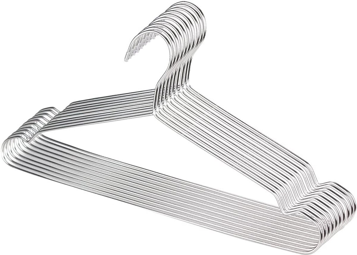 50x Robuuste Metalen Kledinghangers RVS - Ruimtebesparend & Antislip met Inkepingen