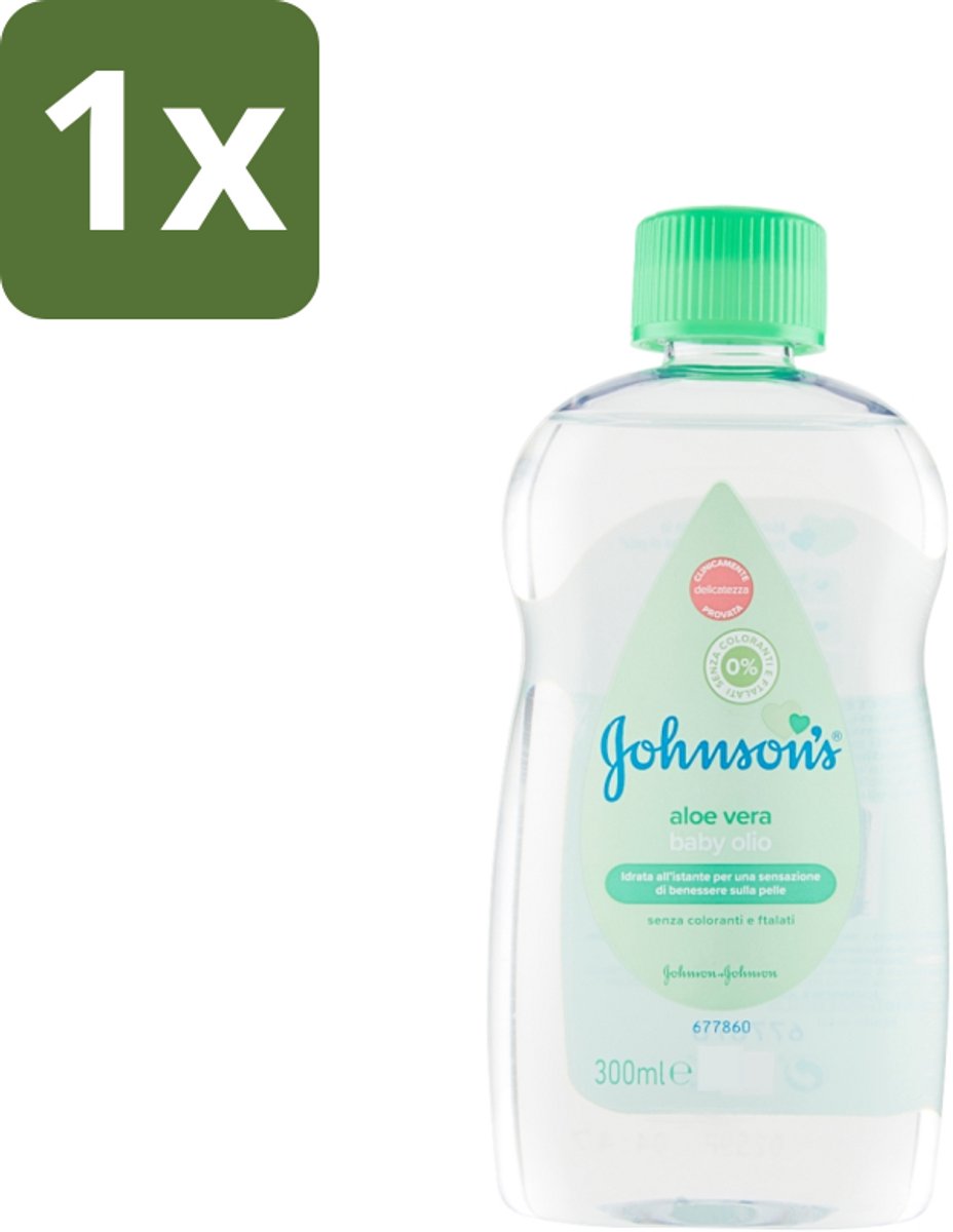 1 x Johnson's - Baby Olie - Aloe Vera - 300 ml - Babyolie - Aloe Vera - Babyhuid Verzorging - Melkkorst Verwijderen - Hydraterende Olie