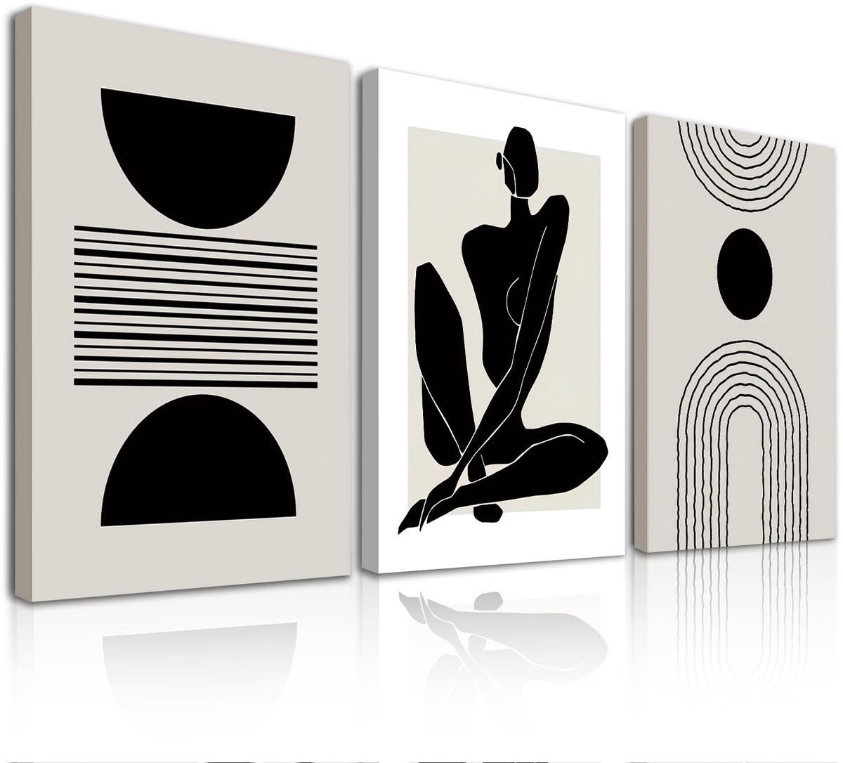 Unyqoos Set van 3 Ingelijste Geometrische Canvas Kunstwerken voor Thuisdecoratie meerdere