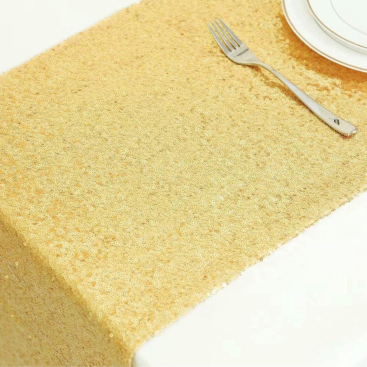 Luxe Tafelloper met Gouden Pailletten - Set van 2 - Glitter Decoratie voor Feest en Diner