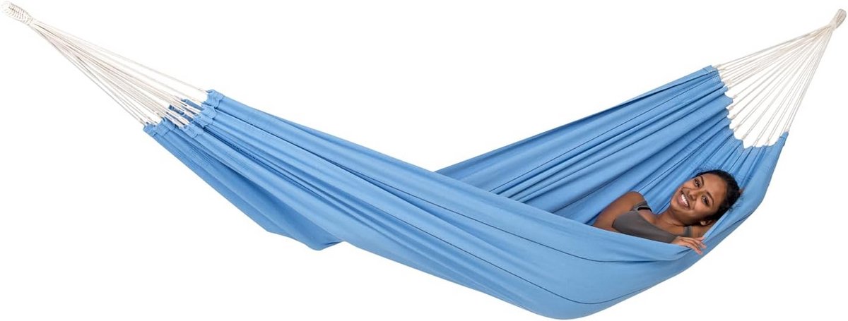 XL Dubbele Hangmat van Katoen voor 2-3 Personen 340 cm Blauw
